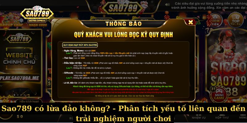 Sao789 có lừa đảo không? - Phân tích yếu tố liên quan đến trải nghiệm người chơi